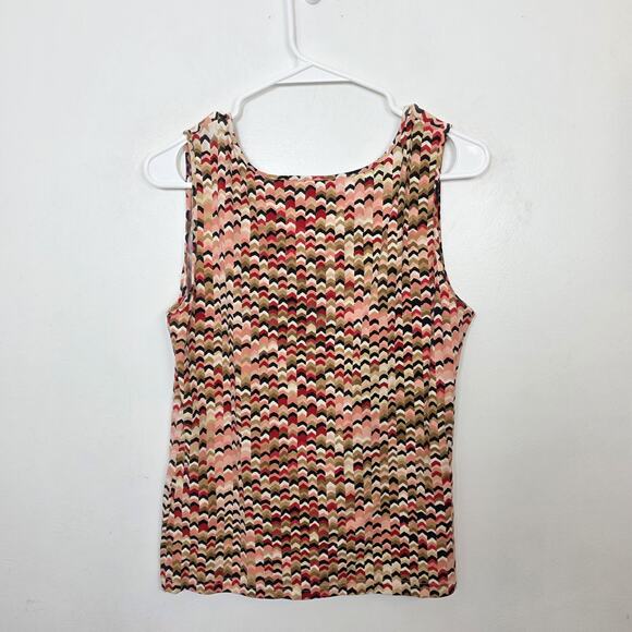 Missoni Tan Coral Multicolor Chevron Knit Artsy Summery Tank Top Size 10 - Picture 6 of 7